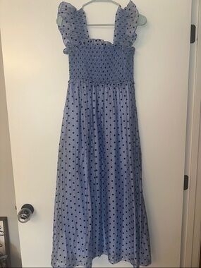 vestique Lavender Blue Polka Dot Maxi Dress
